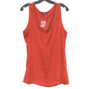 NWOT Apt 9 Tank Top Boho Y2K Festival Embellished Cottage Summer Orange Large